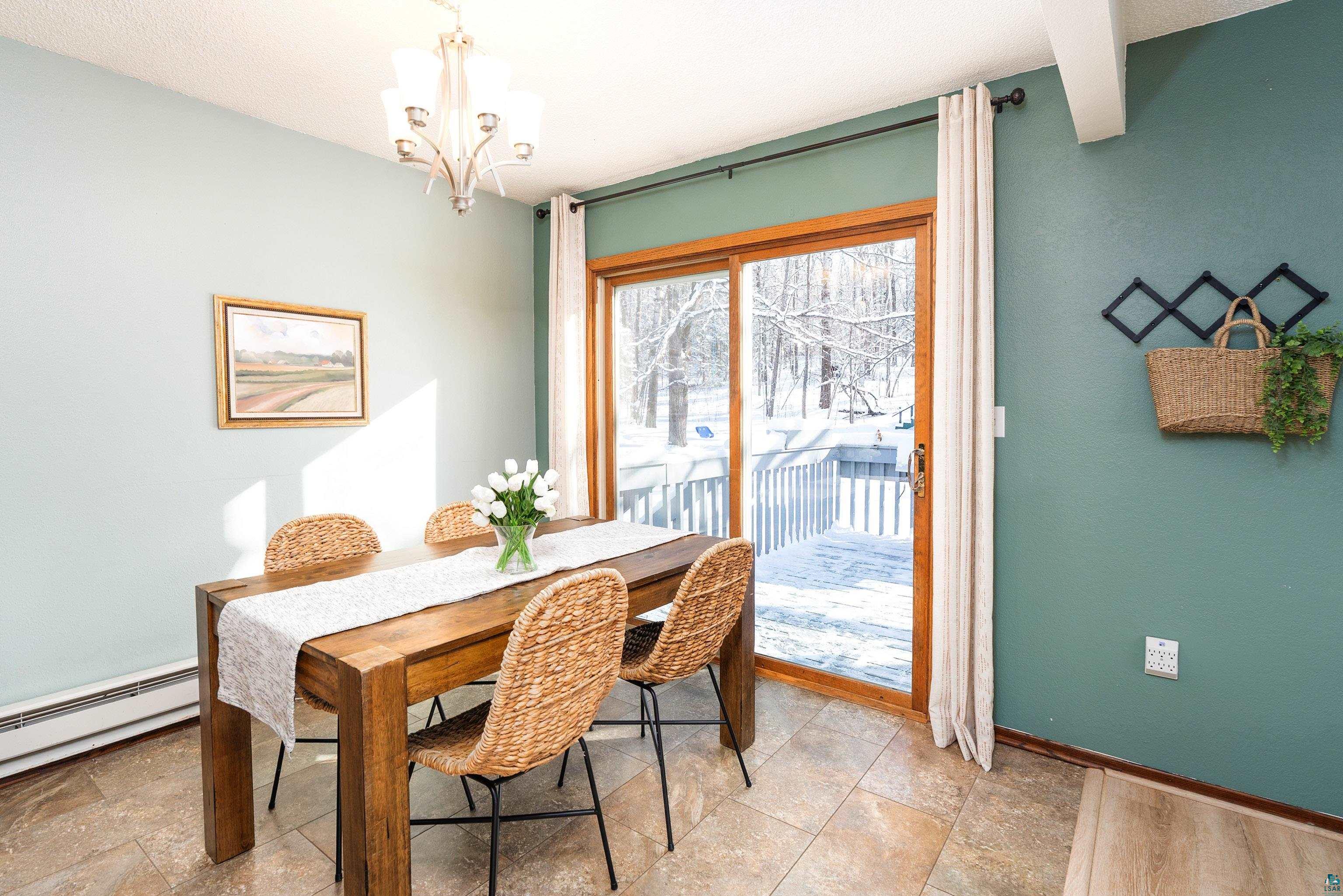 5947 East St Louis River Road Proctor, MN 55810 - Photo 14 of 47 Dining room with a chandelier and baseboards