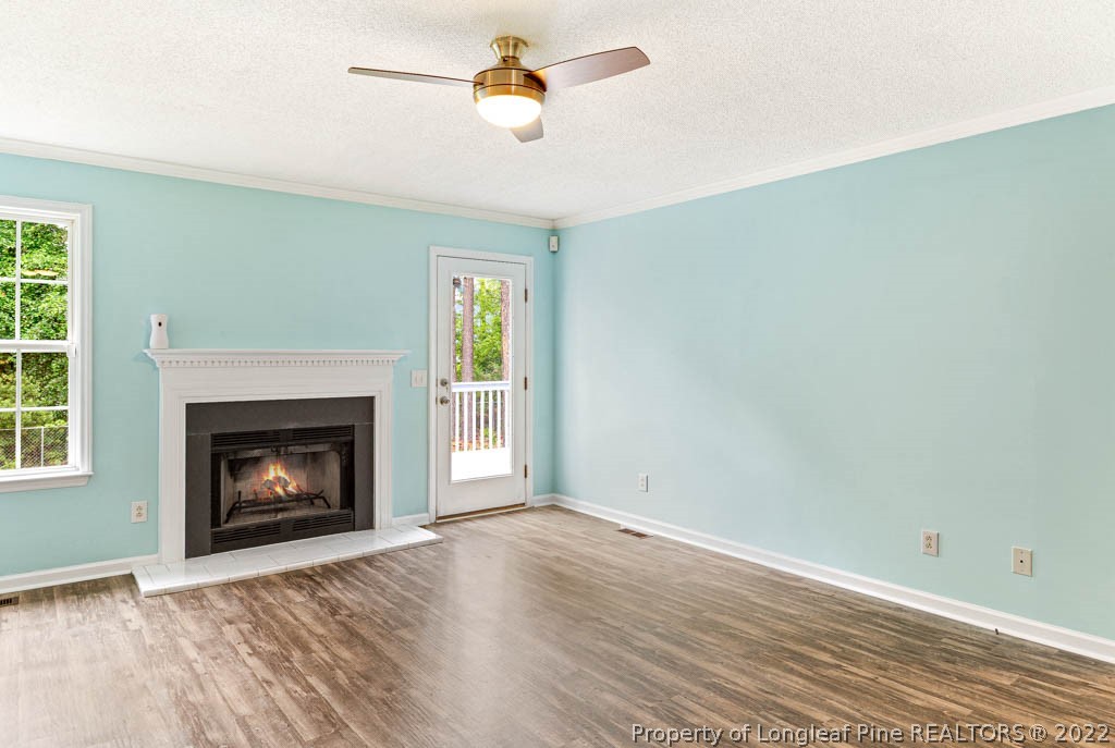 495 Sawyer Road Cameron, NC 28326 - Photo 14 of 33 a living room with wooden floor and a fireplace