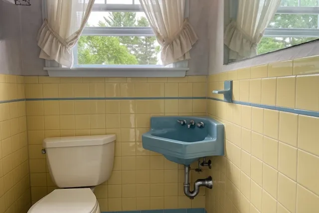 a bathroom with a toilet a sink and a window