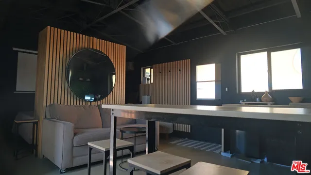 a view of a terrace with a mountain