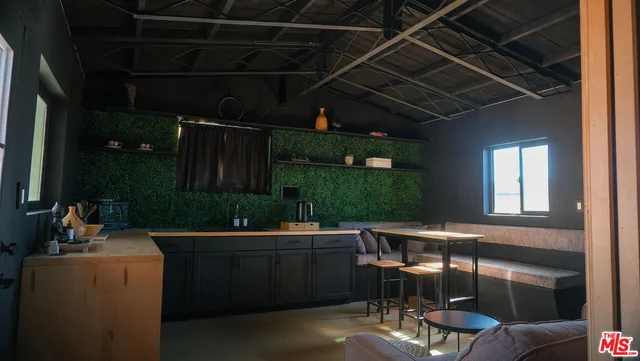 a building outdoor space with patio furniture