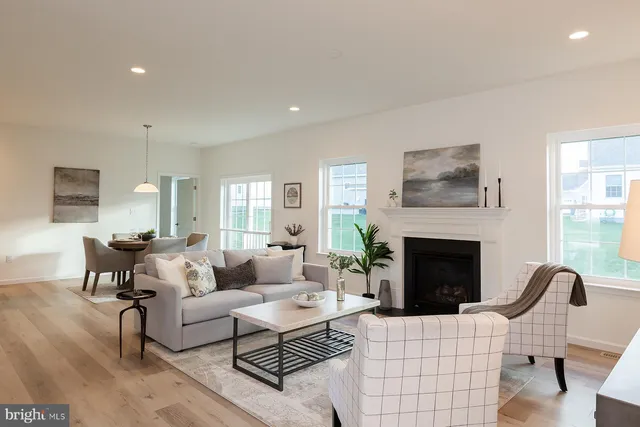 a living room with furniture a window and a fireplace
