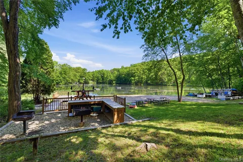 a view of swimming pool with a lake view