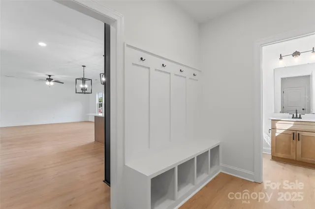 a view of an empty walk in closet