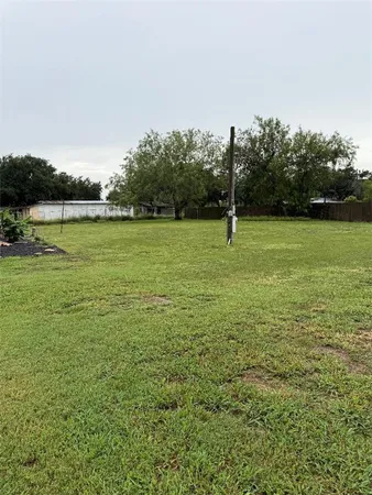 a view of a field with an ocean