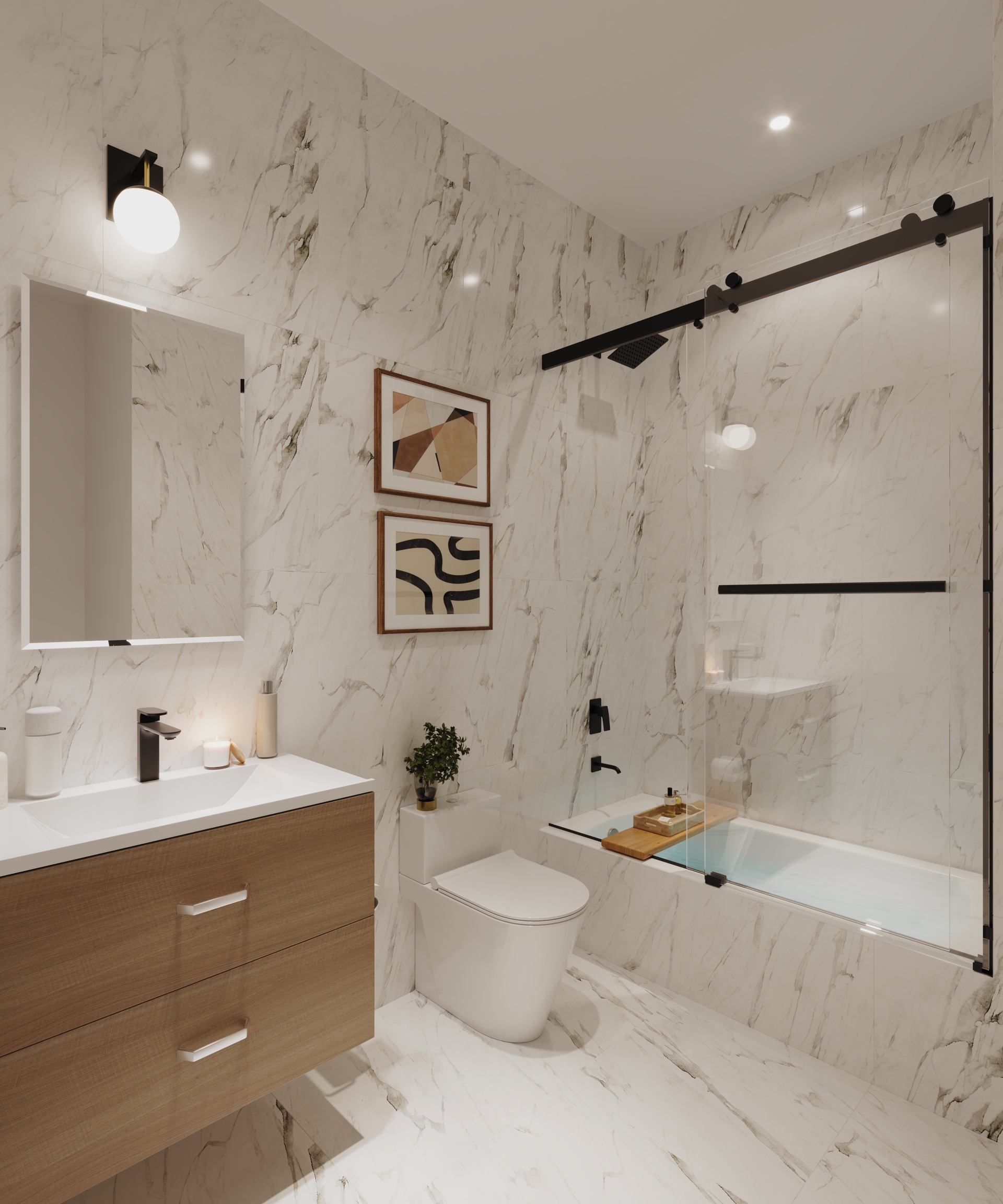 120 East 37th Street, Unit 4R Manhattan, NY 10016 - Photo 6 of 8 a bathroom with a sink mirror toilet and bathtub