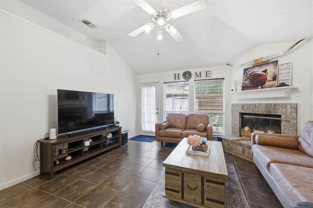 4217 Broken Arrow Road Fort Worth, TX 76137 - Photo 17 of 40 a living room with furniture and a flat screen tv