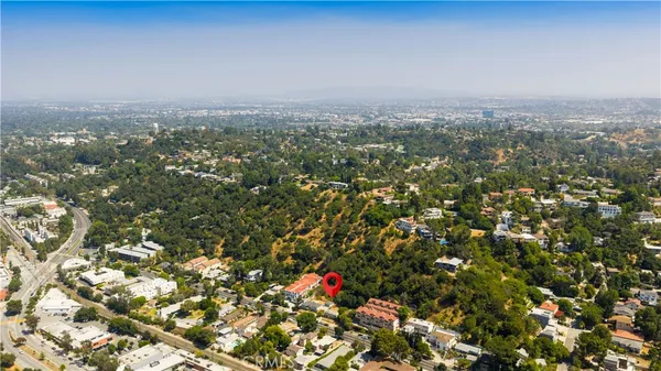 a view of a building with a large windows