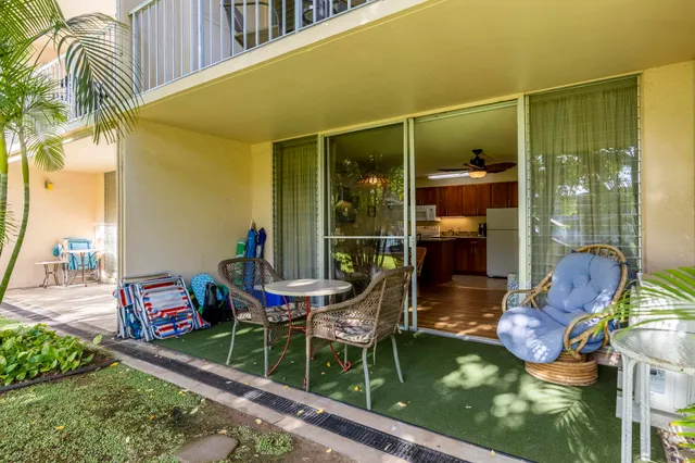 a outdoor view with a sitting space