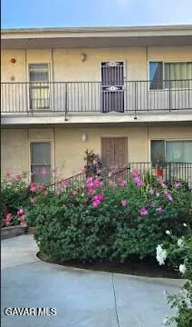a view of a street with flower plants