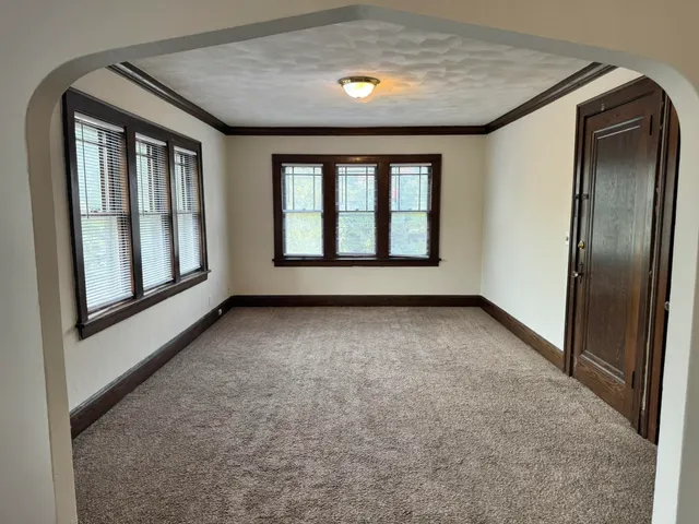 an empty room with closet