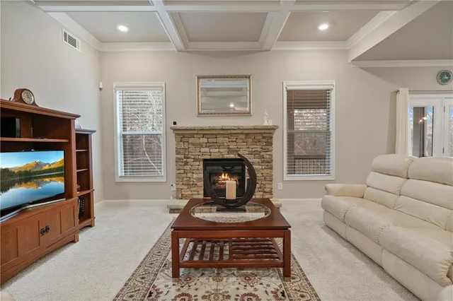 a living room with furniture a rug and wooden floor