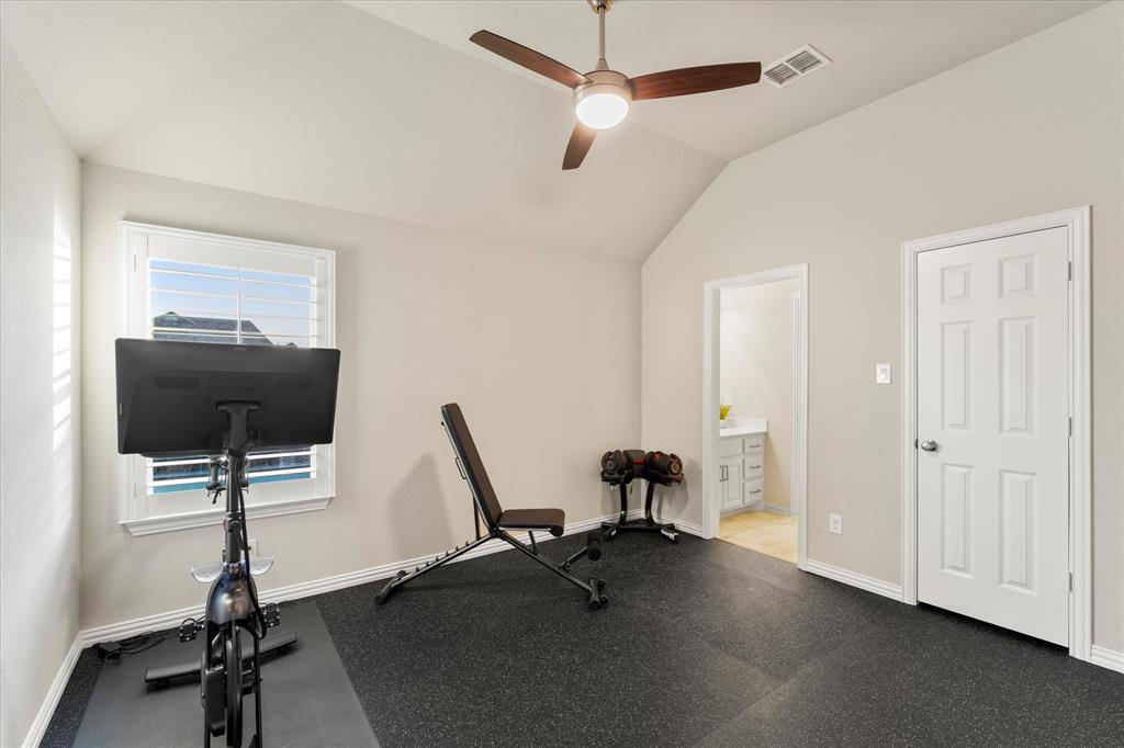3460 Redpine Drive Prosper, TX 75078 - Photo 33 of 40 Secondary bedrooms set up as a gym- can replace flooring included but can swap back out for carpet.
