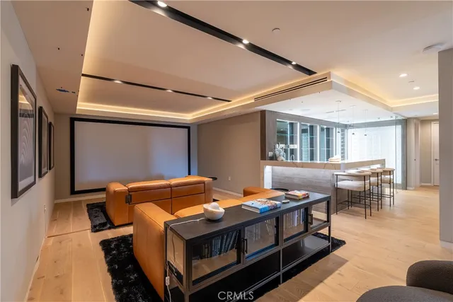 a living room with a large window