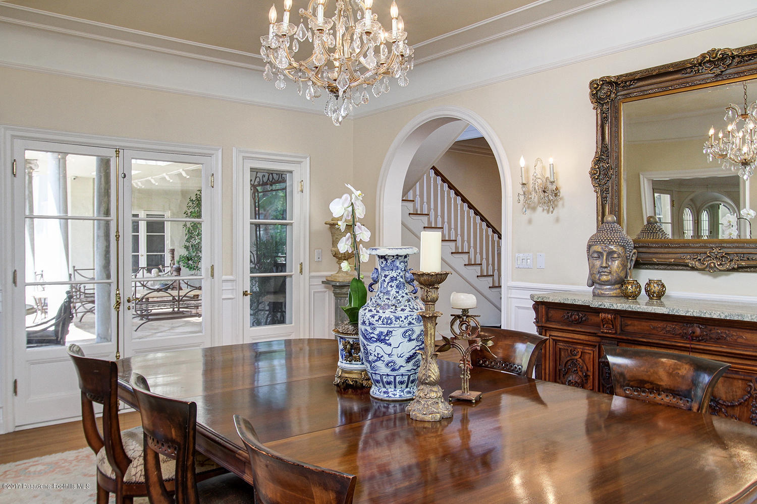 1680 Lombardy Road Pasadena, CA 91106 - Photo 15 of 71 a view of a dining room with furniture wooden floor and chandelier