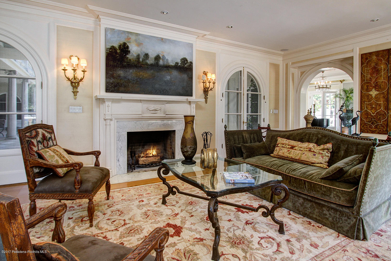 1680 Lombardy Road Pasadena, CA 91106 - Photo 9 of 71 a living room with furniture and a fireplace