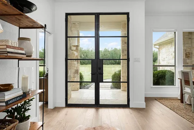 a view of a living room and a window