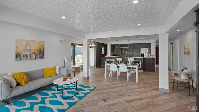 a view of a terrace with a lake view