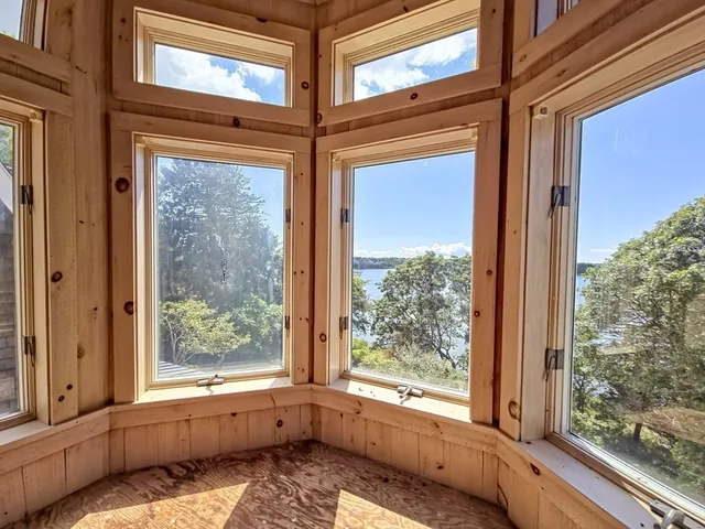 a view of a porch of a house
