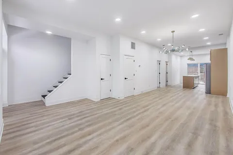 a view of a livingroom with a chandelier