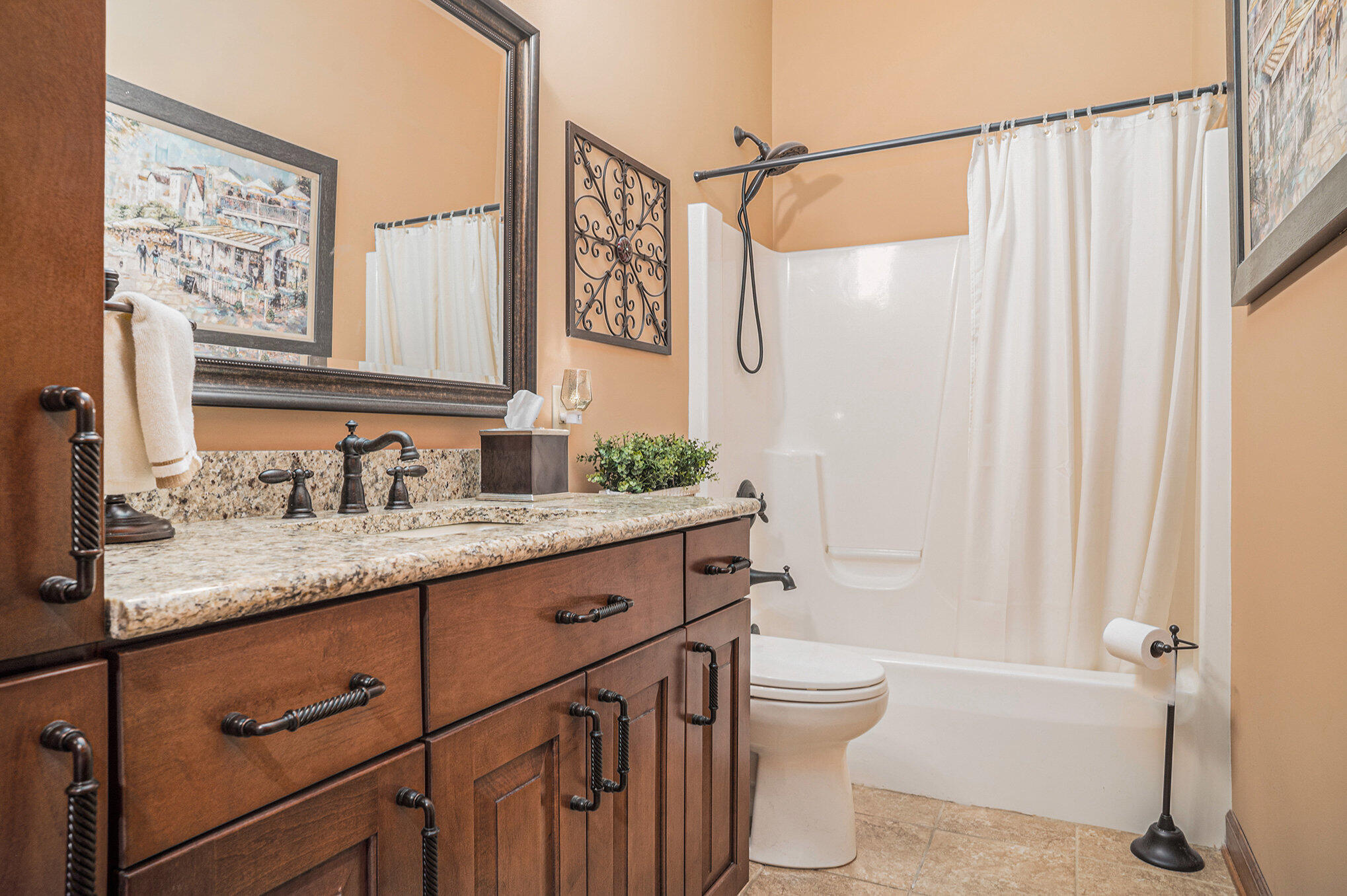 1244 Brandywine Road Crown Point, IN 46307 - Photo 24 of 42 a bathroom with a granite countertop sink toilet and shower