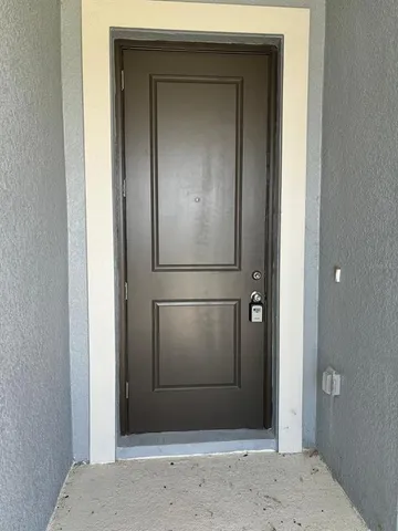a view of a wooden door