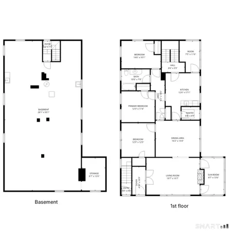 a black and white photo of a living room