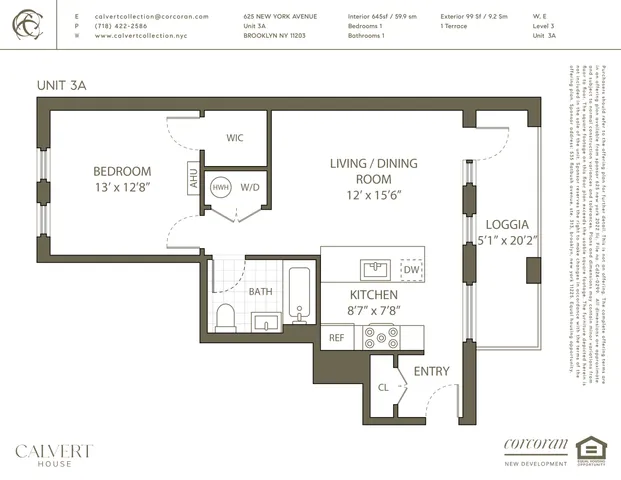 $705,000 | 625 New York Avenue, Unit 3A | Wingate