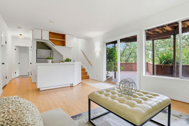 a living room with a couch and a table