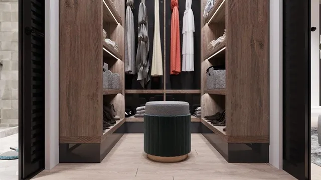a lobby with furniture and potted plants
