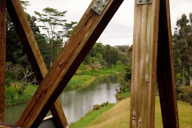 a view of lake with green space
