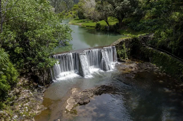 a view of a wooden floor with a lake