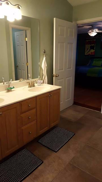 5115 Bethlehem Road Boones Mill, VA 24065 - Photo 30 of 42 a bathroom with a double vanity sink and a mirror