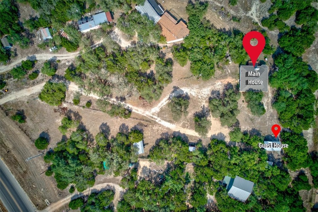 32064 Ranch Road 12 Dripping Springs, TX 78620 - Photo 1 of 1 Road off RR 12 at middle left splits to Main house on left (top) and guest house on right (bottom)