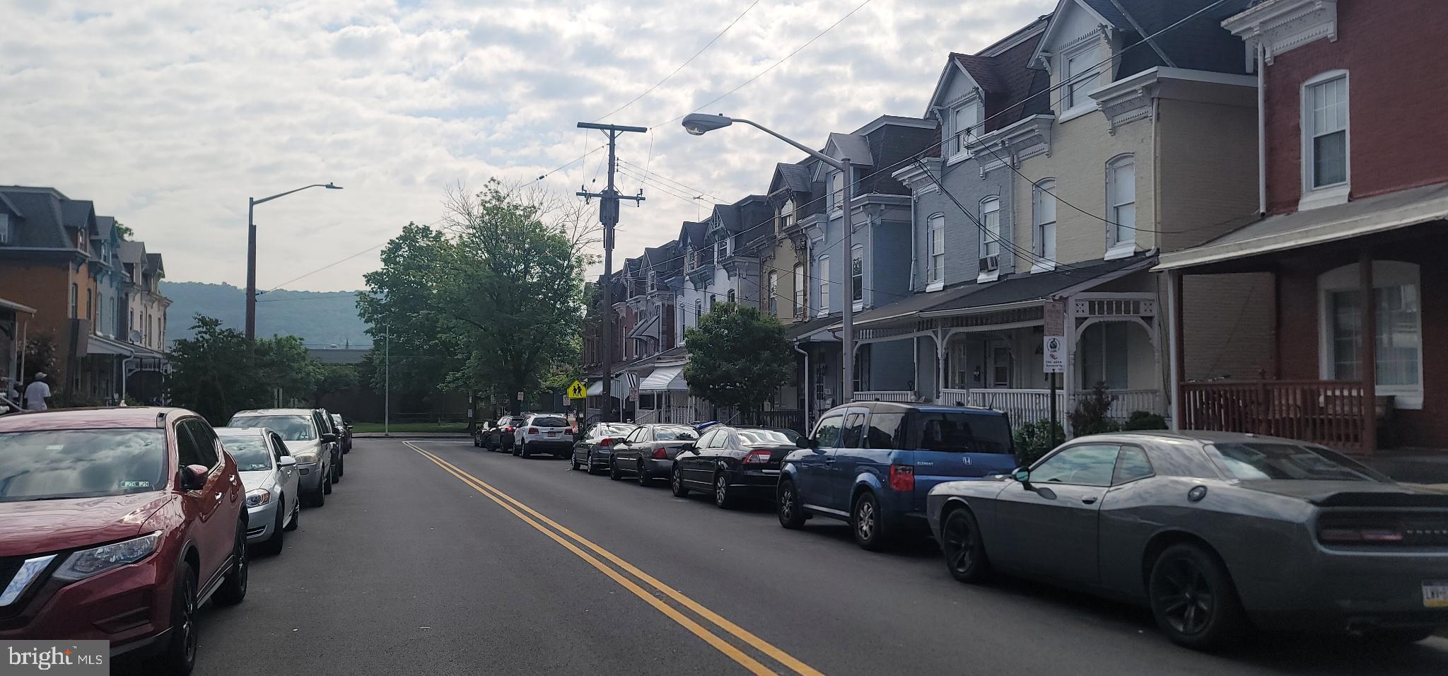 Charming street lined with historic homes.