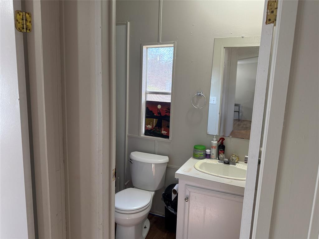 167 Blue Sky Lane Springtown, TX 76082 - Photo 16 of 34 a bathroom with a toilet sink vanity and mirror