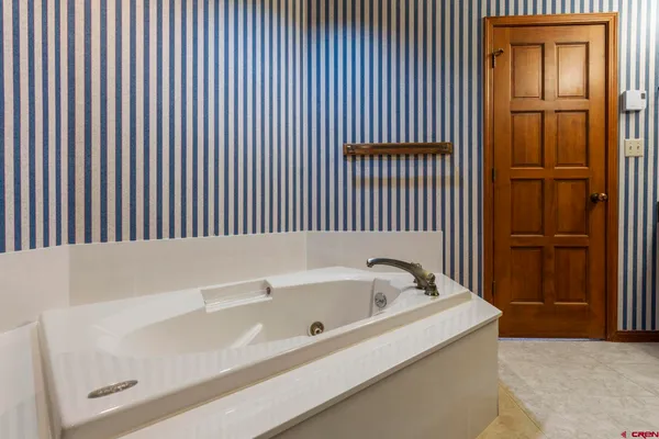 a bathroom with a bathtub