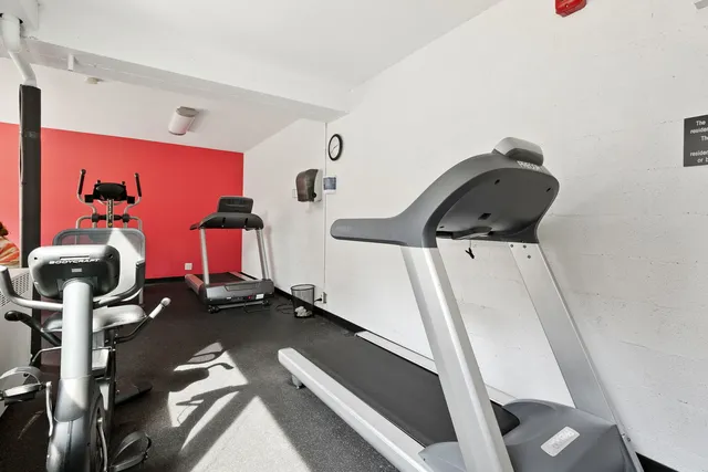 a room with gym equipment