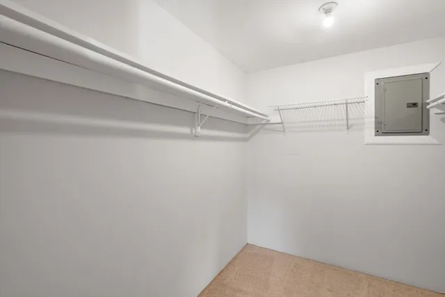 a view of a room with racks on the wall