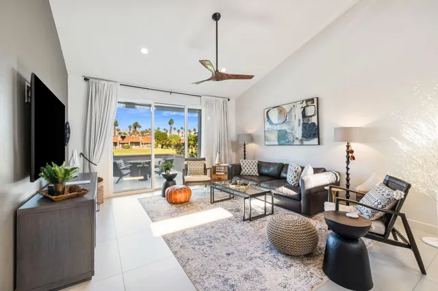 a view of an ocean and a mountain