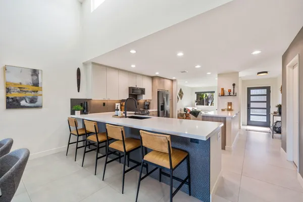 a view of an ocean and a mountain