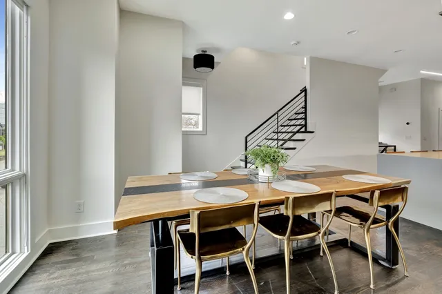 a view of a room with shelves
