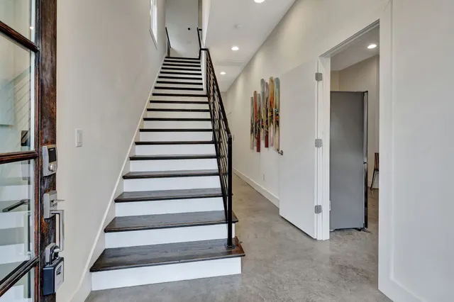 a view of entryway with wooden floor