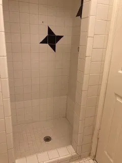 a bathroom with a shower