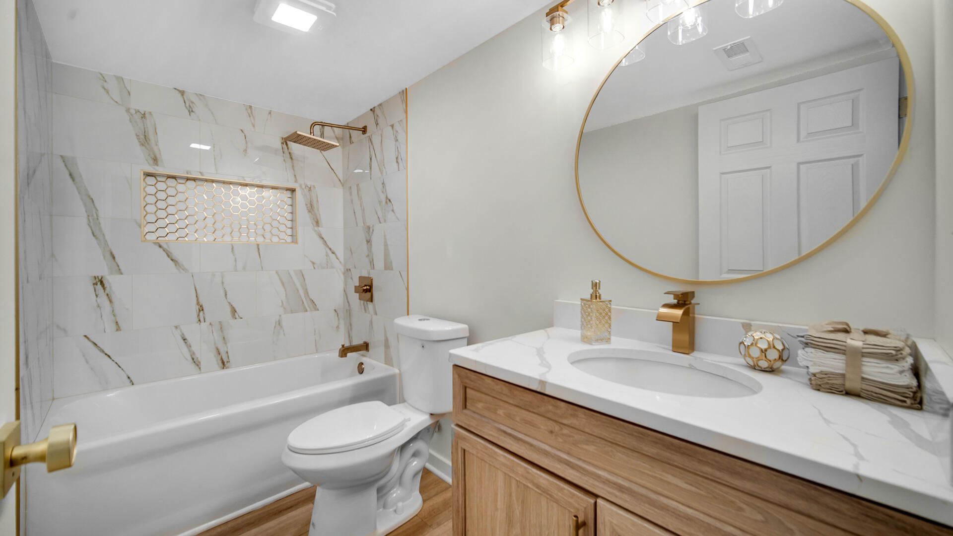 1330 Idaho Street Gary, IN 46403 - Photo 14 of 23 a bathroom with a granite countertop sink toilet and shower