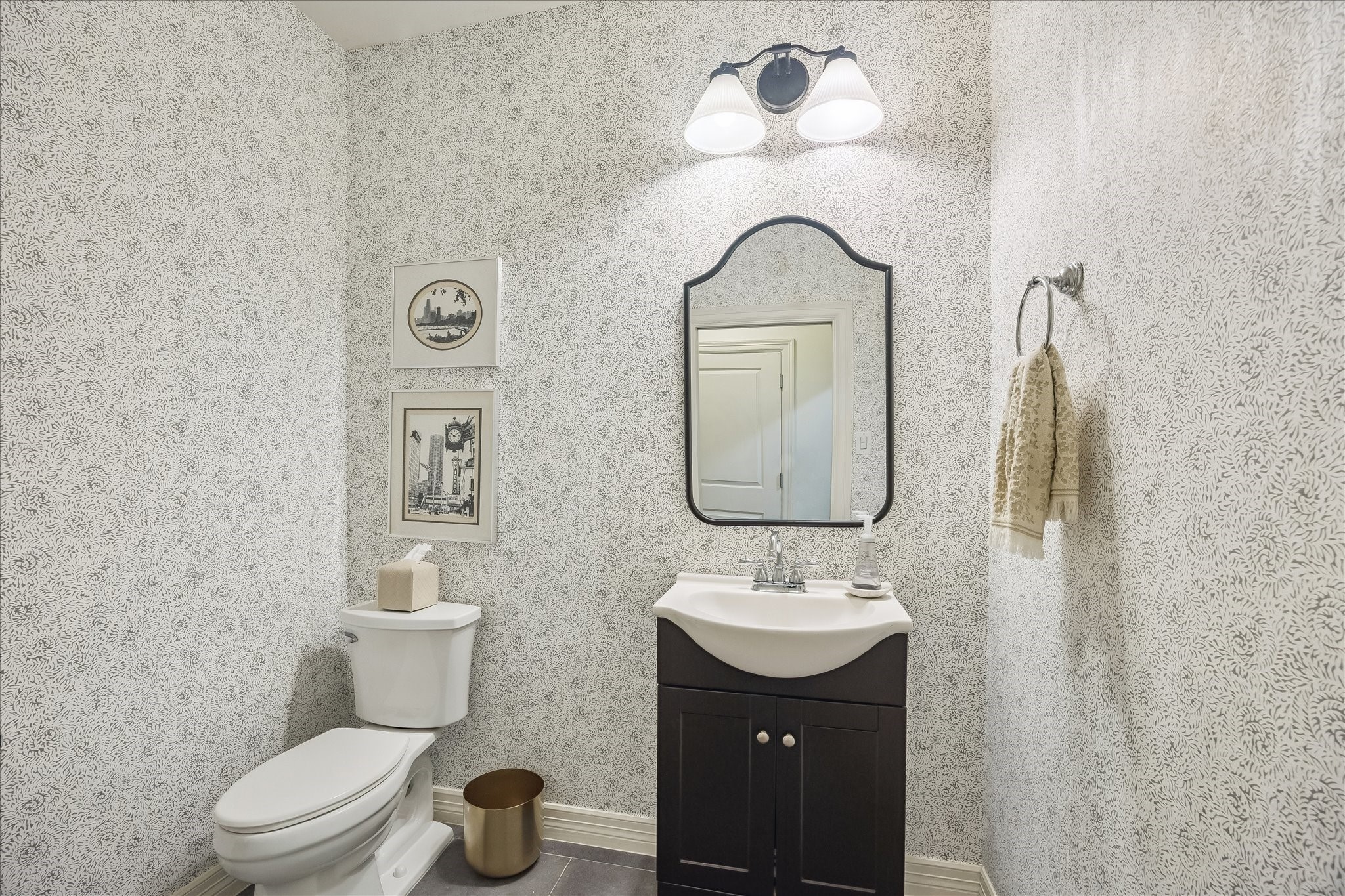 1329 Richelieu Lane Houston, TX 77018 - Photo 25 of 39 Powder bath with custom wall paper, updated finishes
