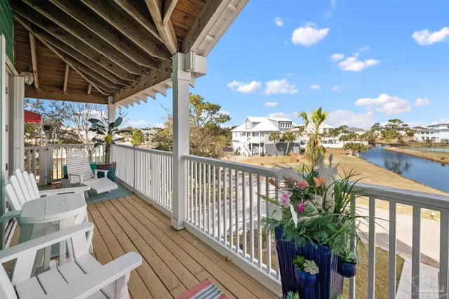 a view of a balcony with city view