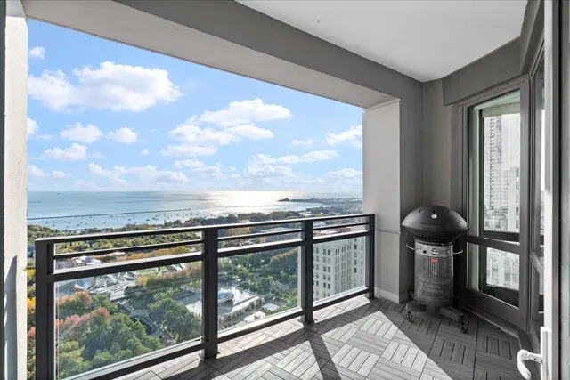 a view of a balcony with an outdoor space