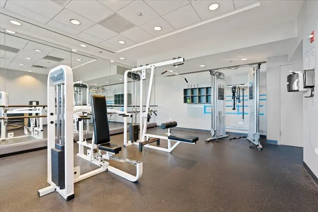 a view of a room with gym equipment