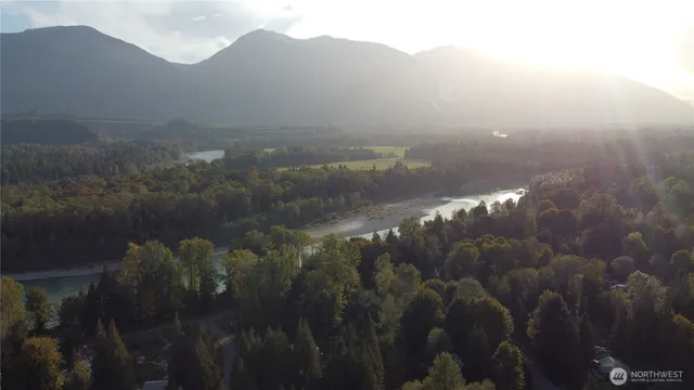 a view of a lake in a forest